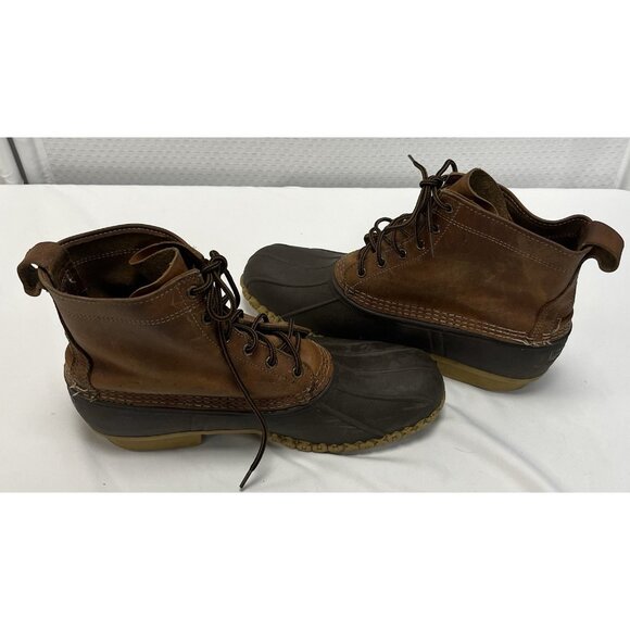 LL Bean Men\'s Brown Leather Unlined Mid Calf Bean Boots Size 13 ? main image 4